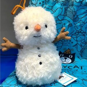 Fluffy Jellycat Snowman Keychain